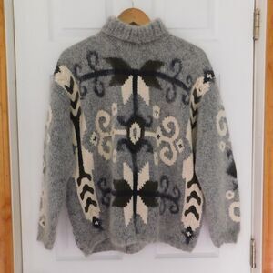 Curio 3D Mohair Blend Turtleneck Sweater Graphic Gothic SIze Small Gray oversize